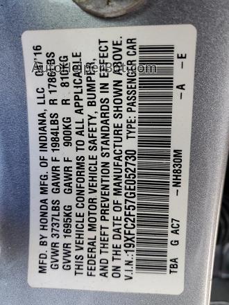 2016 Honda Civic Lx Silver vin: 19XFC2F57GE052730