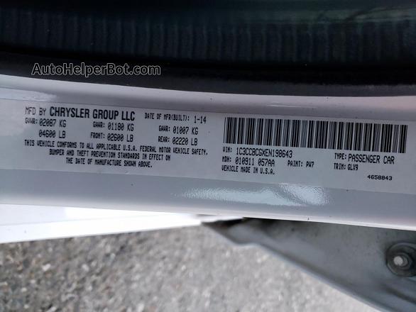 2014 Chrysler 200 Limited White vin: 1C3CCBCGXEN198643