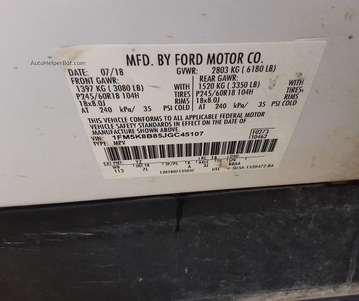 2018 Ford Explorer   vin: 1FM5K8B85JGC45107