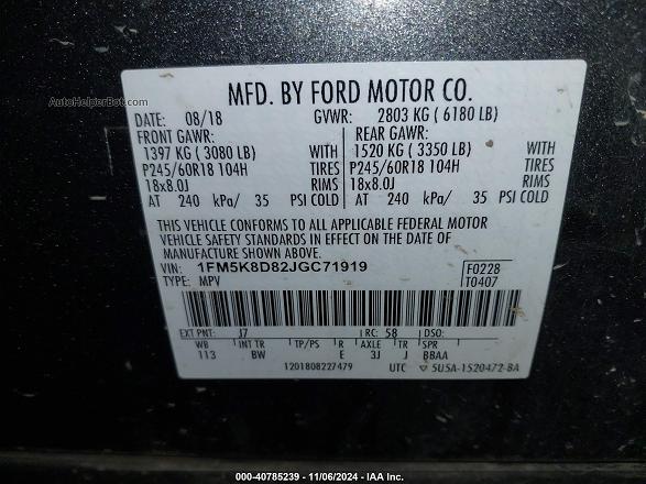 2018 Ford Explorer Xlt Gray vin: 1FM5K8D82JGC71919