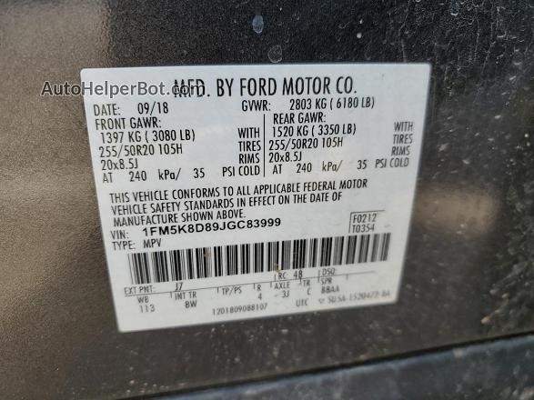2018 Ford Explorer Xlt Charcoal vin: 1FM5K8D89JGC83999