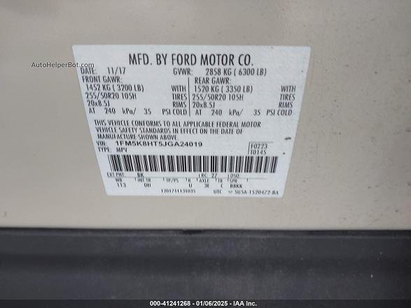 2018 Ford Explorer Platinum Cream vin: 1FM5K8HT5JGA24019