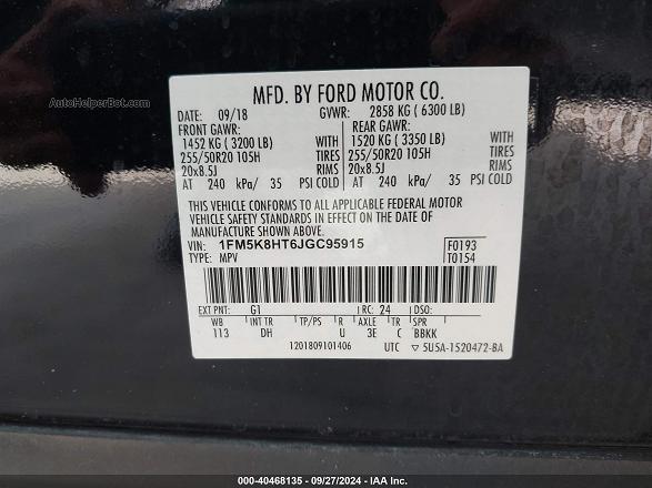 2018 Ford Explorer Platinum Black vin: 1FM5K8HT6JGC95915