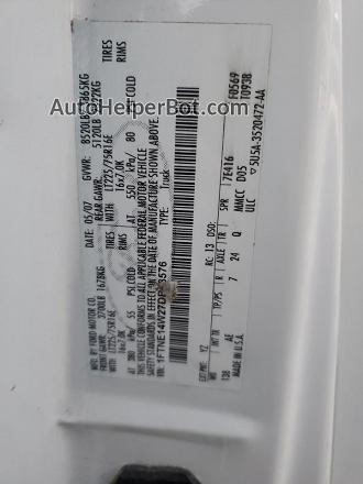 2007 Ford Econoline E150 Van White vin: 1FTNE14W27DB28576