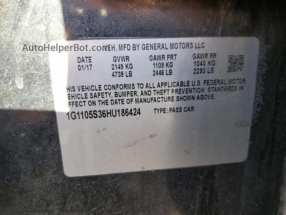 2017 Chevrolet Impala Lt Black vin: 1G1105S36HU186424