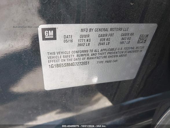 2016 Chevrolet Cruze Lt Auto Черный vin: 1G1BE5SM4G7272651