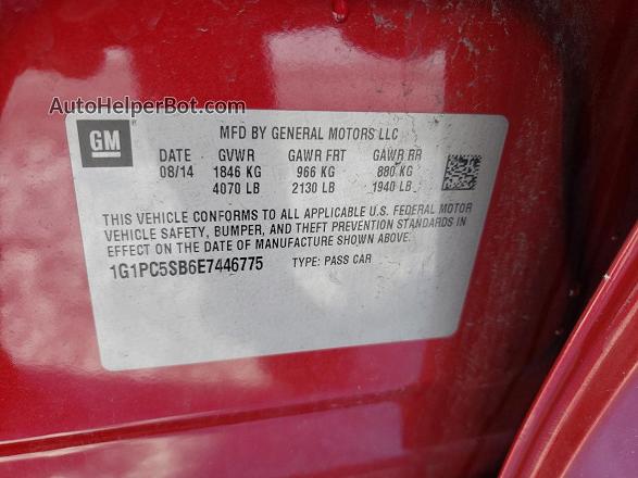 2014 Chevrolet Cruze Lt Красный vin: 1G1PC5SB6E7446775