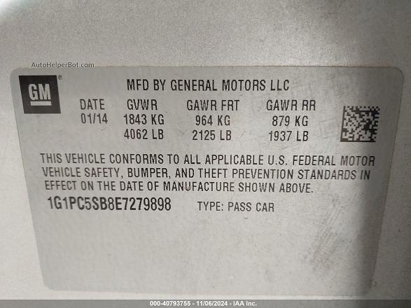 2014 Chevrolet Cruze 1lt Auto Silver vin: 1G1PC5SB8E7279898