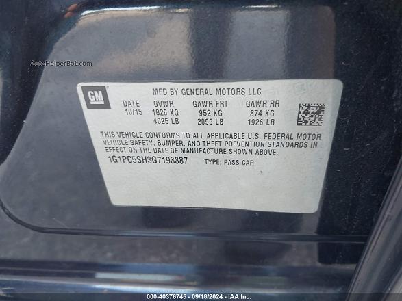 2016 Chevrolet Cruze Limited Ls Auto Dark Blue vin: 1G1PC5SH3G7193387