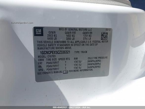 2012 Chevrolet Silverado 1500 Work Truck White vin: 1GCNCPEX5CZ336321
