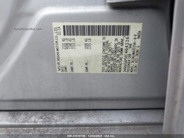 2014 Nissan Maxima 3.5 Sv Серебряный vin: 1N4AA5AP5EC464116