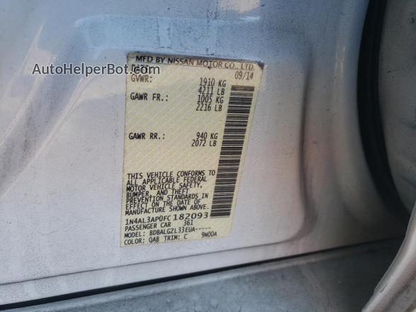 2015 Nissan Altima 2.5 Белый vin: 1N4AL3AP0FC182093