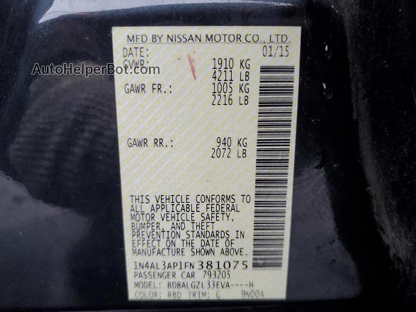 2015 Nissan Altima 2.5 Charcoal vin: 1N4AL3AP1FN381075