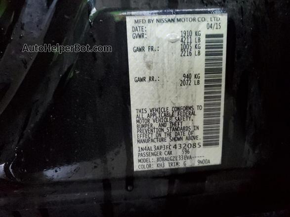 2015 Nissan Altima 2.5 Black vin: 1N4AL3AP3FC432085