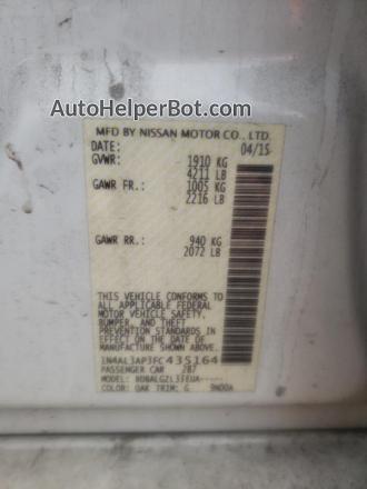 2015 Nissan Altima 2.5 White vin: 1N4AL3AP3FC435164