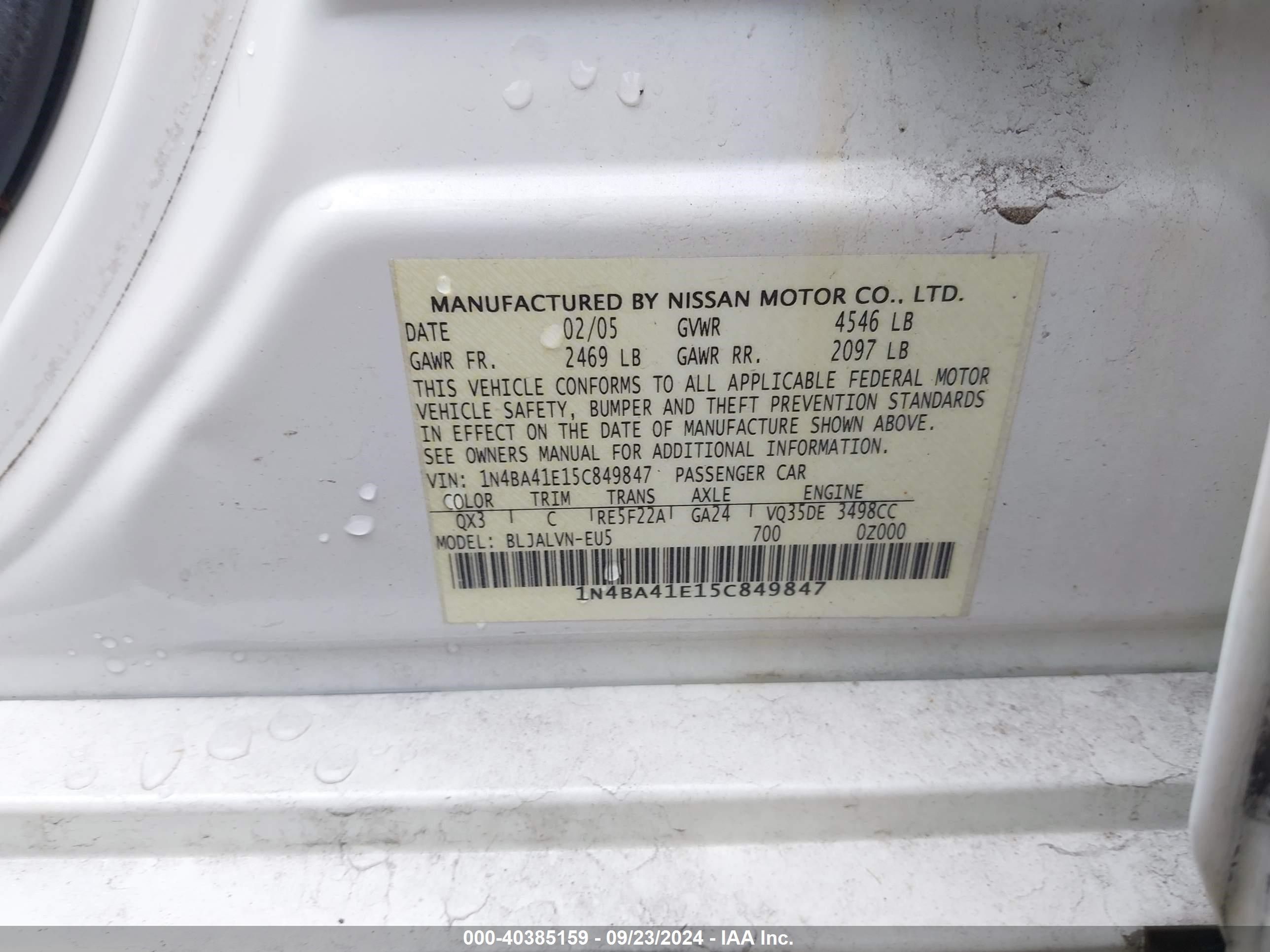 Price & History 2005 Nissan Maxima 3.5 Sl 3.5l V-6 Dohc, Vvt