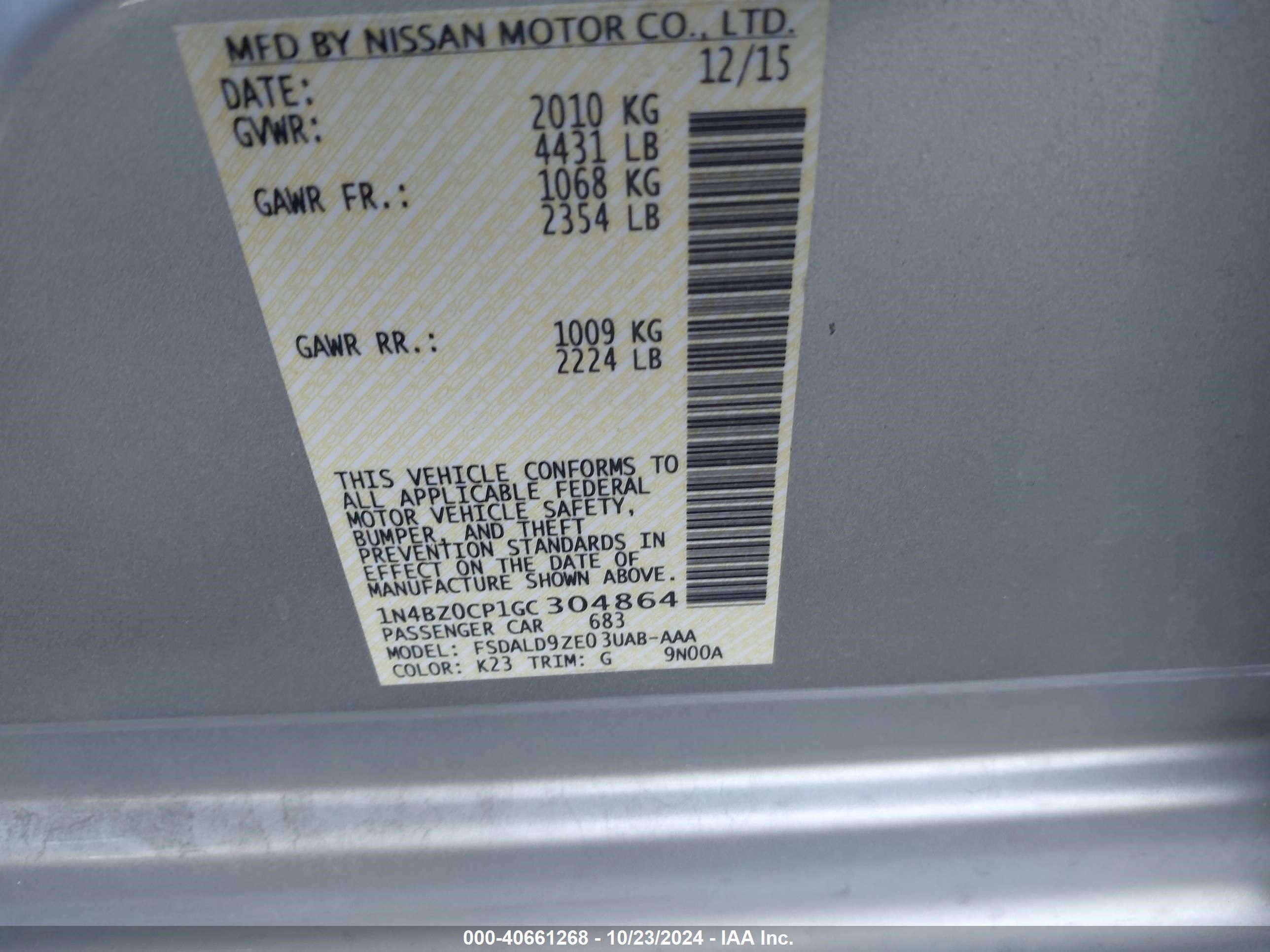 Price & History 2016 Nissan Leaf Sv vin: 1N4BZ0CP1GC304864