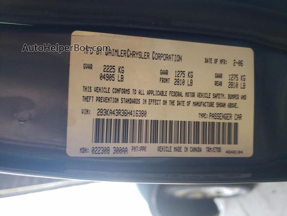 2006 Dodge Charger Se Серый vin: 2B3KA43R36H416380