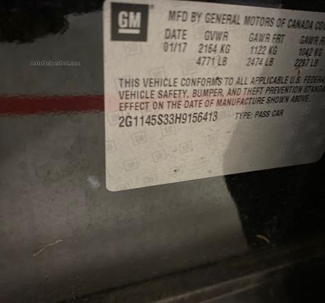 2017 Chevrolet Impala 2lz Черный vin: 2G1145S33H9156413