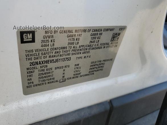 2018 Chevrolet Equinox Ls Белый vin: 2GNAXHEV5J6113753