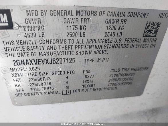 2018 Chevrolet Equinox Premier Белый vin: 2GNAXVEVXJ6207125