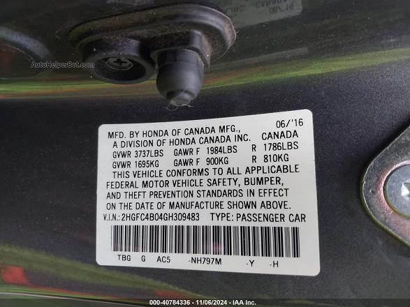 2016 Honda Civic Lx-p Gray vin: 2HGFC4B04GH309483