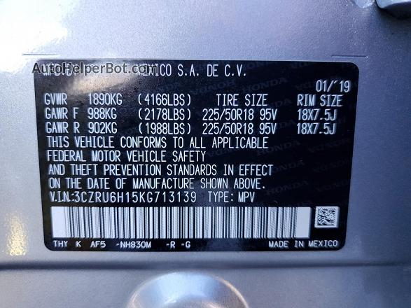 2019 Honda Hr-v Sport Silver vin: 3CZRU6H15KG713139