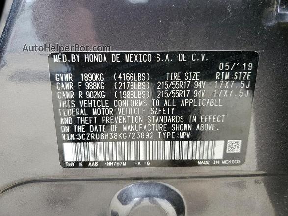 2019 Honda Hr-v Lx Gray vin: 3CZRU6H38KG723892