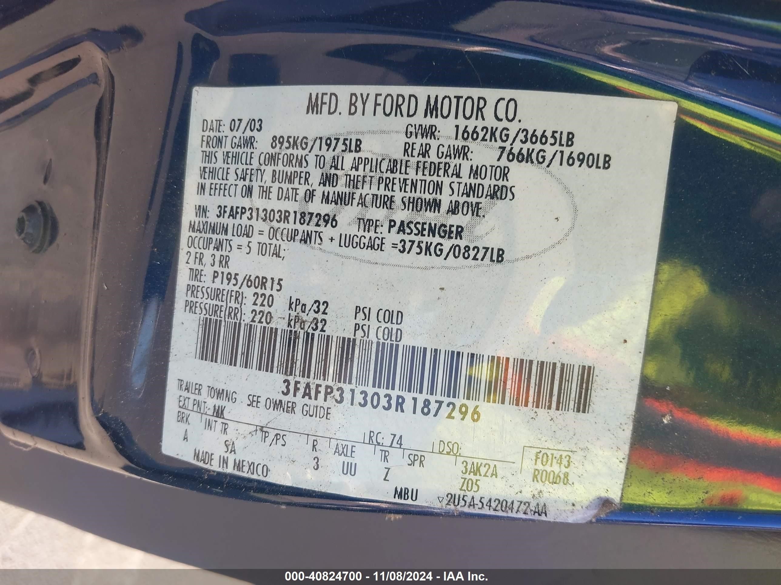 Precio e Historial 2003 Ford Focus Zx3 2.0l I-4 Dohc, 130hp vin