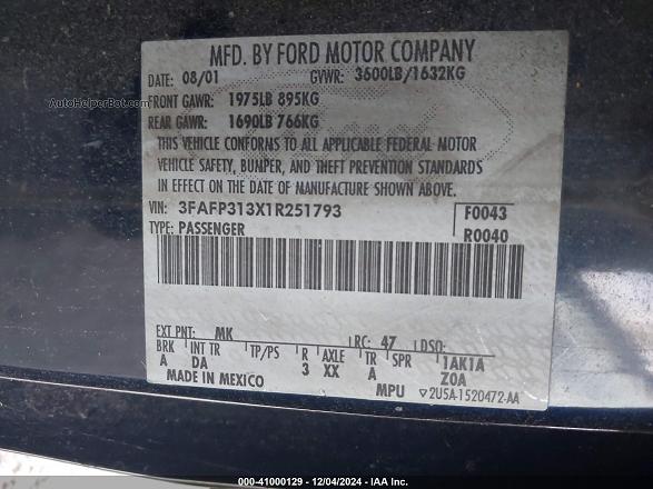 Price & History 2001 Ford Focus Zx3 2.0l I-4 Dohc, 130hp vin