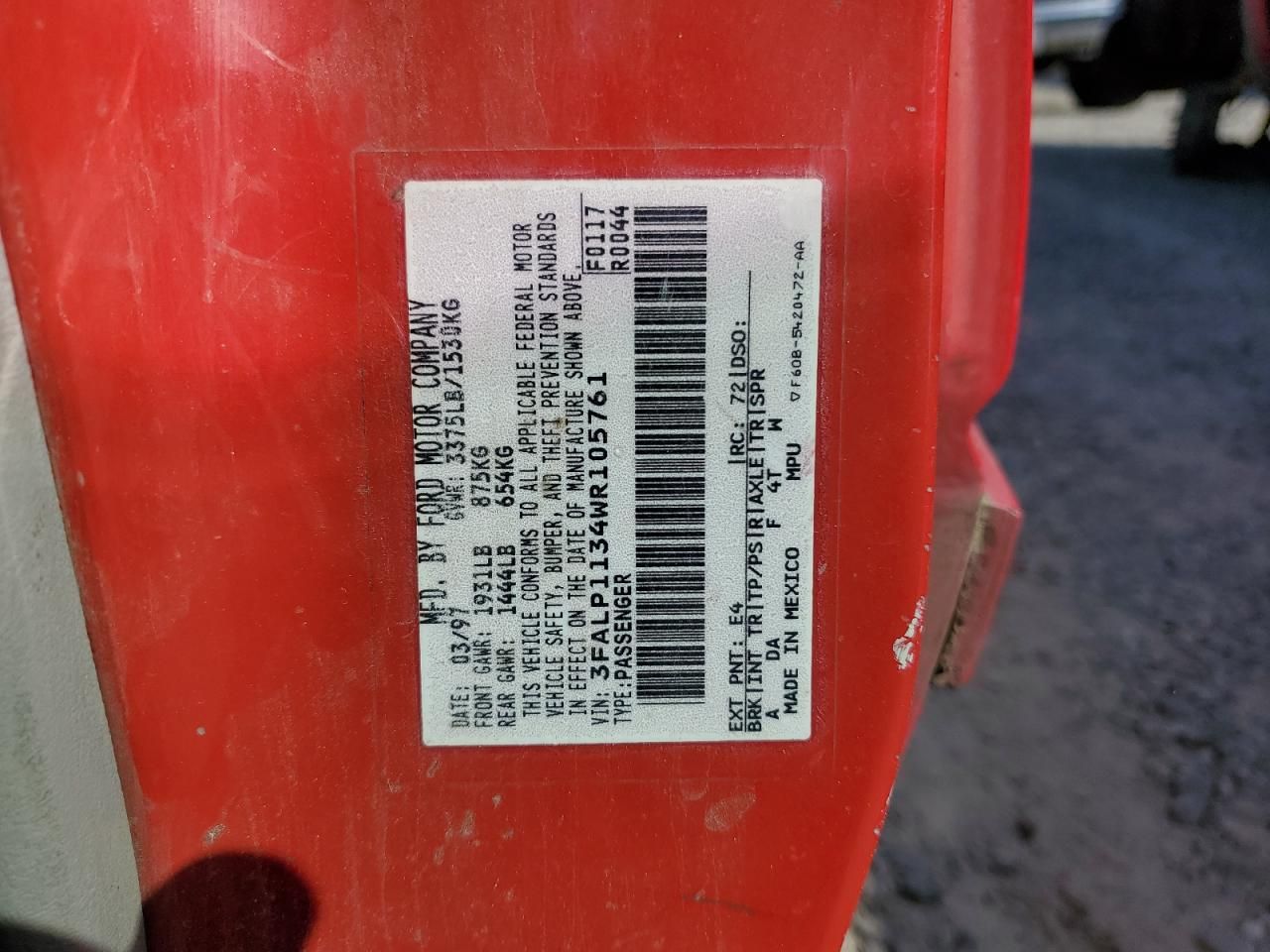 Price & History 1998 Ford Escort Zx2 2.0l 4 vin: 3FALP1134WR105761