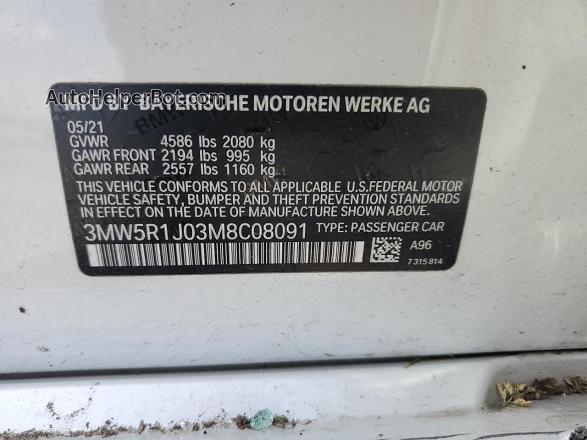 2021 Bmw 330i  White vin: 3MW5R1J03M8C08091