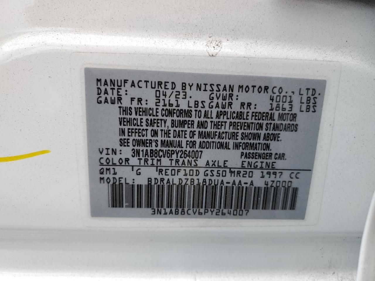 Price & History 2023 Nissan Sentra Sv 2.0l 4 vin