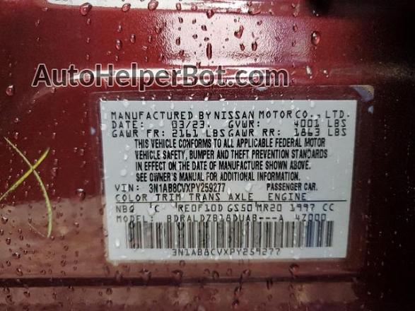2023 Nissan Sentra Sv Maroon vin: 3N1AB8CVXPY259277
