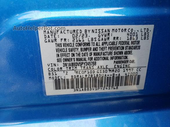 2023 Nissan Sentra Sr Blue vin: 3N1AB8DV5PY245768