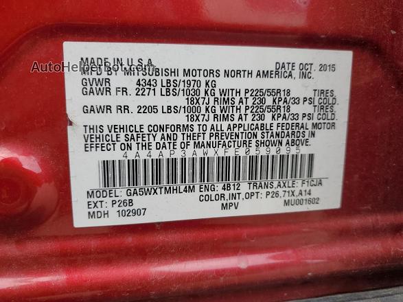 2015 Mitsubishi Outlander Sport Es Red vin: 4A4AP3AWXFE059095