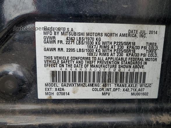 2015 Mitsubishi Outlander Sport Es Black vin: 4A4AR3AU2FE001491