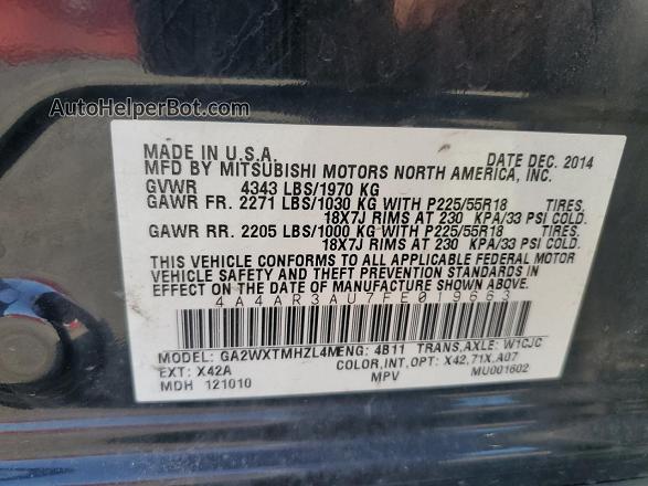 2015 Mitsubishi Outlander Sport Es Черный vin: 4A4AR3AU7FE019663