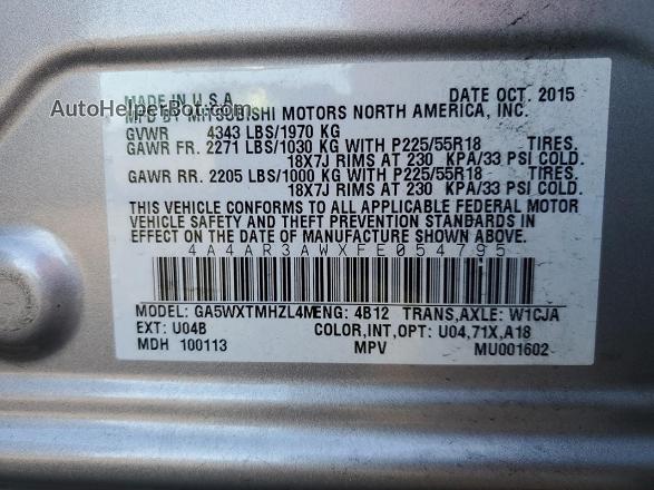 2015 Mitsubishi Outlander Sport Es Silver vin: 4A4AR3AWXFE054795