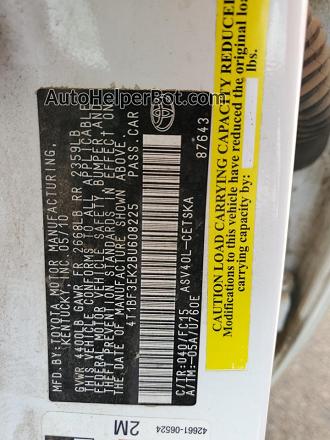 2011 Toyota Camry Base White vin: 4T1BF3EK2BU608225