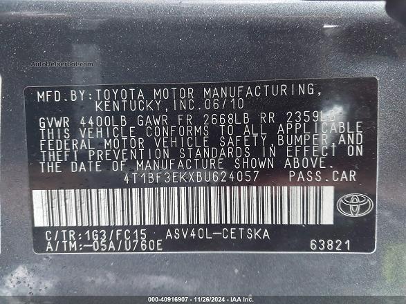 2011 Toyota Camry Se Gray vin: 4T1BF3EKXBU624057
