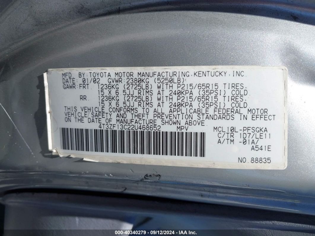 Price & History 2002 Toyota Sienna Xle 3.0l V-6 Dohc, Vvt