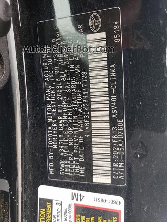 2011 Toyota Camry Base Black vin: 4T4BF3EK2BR147128