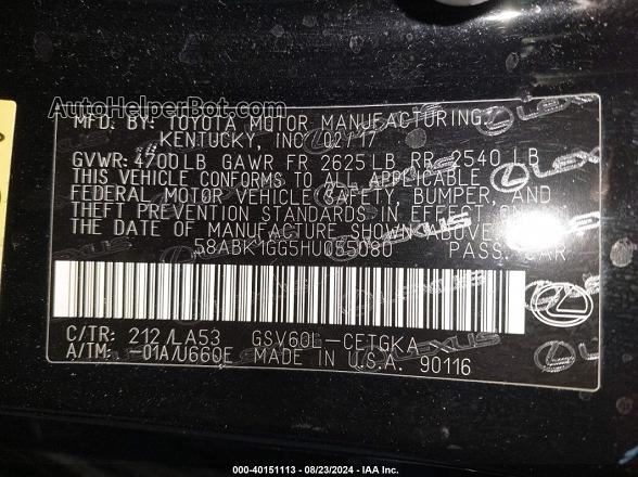 2017 Lexus Es 350   Black vin: 58ABK1GG5HU055080