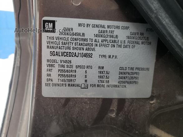 2010 Buick Enclave Cxl Brown vin: 5GALVCED2AJ104692