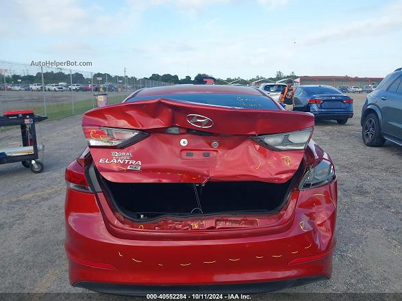 2018 Hyundai Elantra Se Red vin: 5NPD74LF0JH341620