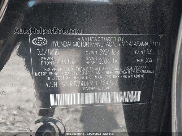 2018 Hyundai Elantra Se Black vin: 5NPD74LF9JH384367