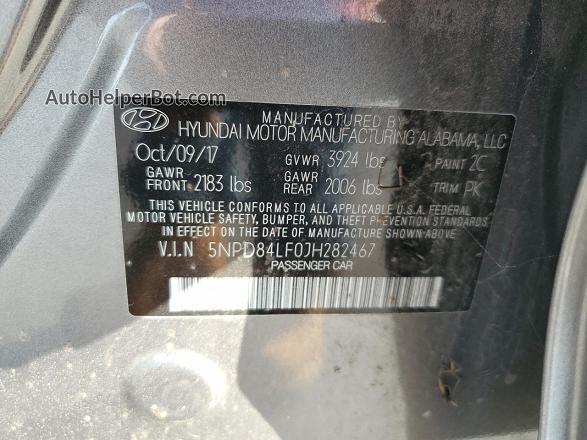 2018 Hyundai Elantra Sel Gray vin: 5NPD84LF0JH282467