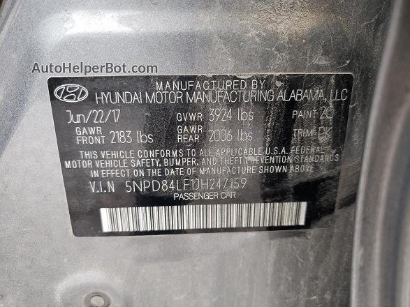 2018 Hyundai Elantra Sel Gray vin: 5NPD84LF1JH247159