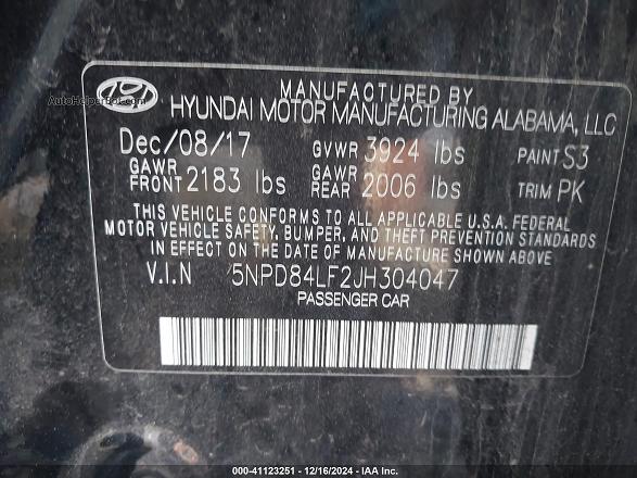 2018 Hyundai Elantra Sel Black vin: 5NPD84LF2JH304047